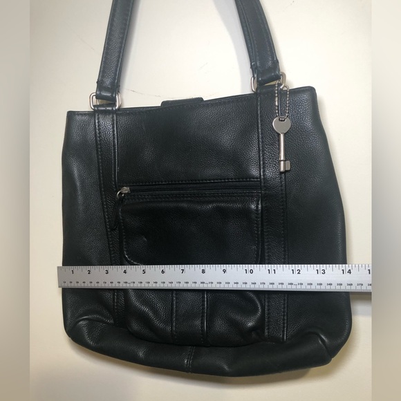 VINTAGE FOSSIL 1954 PEBBLED BLACK LEATHER SHOULDER BAG, #75082, LIKE NEW - Picture 11 of 11